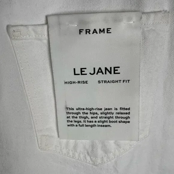Frame Le Jane Crop Distressed Straight-Leg Jean 27 White Rumpled Blanc Destruct - Picture 6 of 15